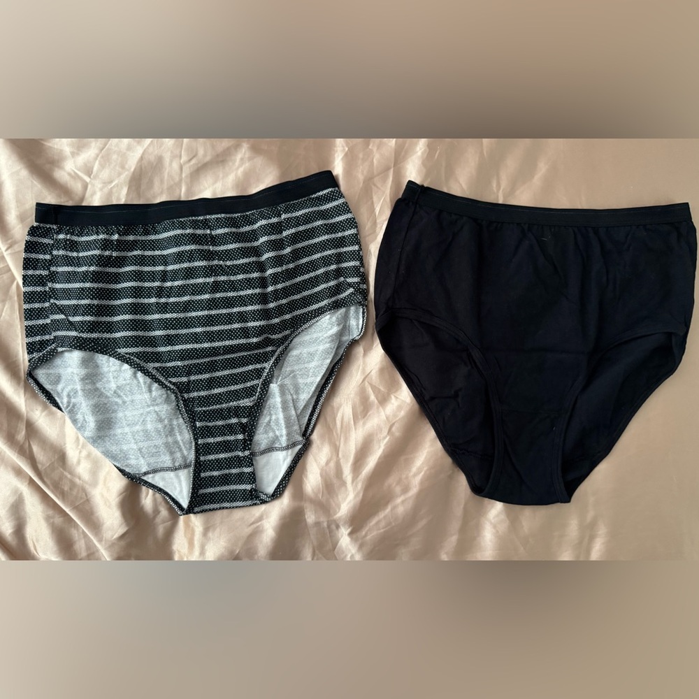Fruit of the Loom Woman's Black and Gray Striped Briefs Underwear Size 6
